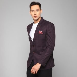 Winter Tweed Woollen Formal Men's Check Blazer Wedding Casual Party Office Fashion - Image 2